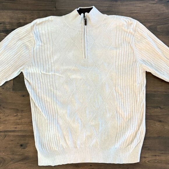 BACHRACH MEN'S LARGE COTTON TAN SWEATER - Picture 3 of 11